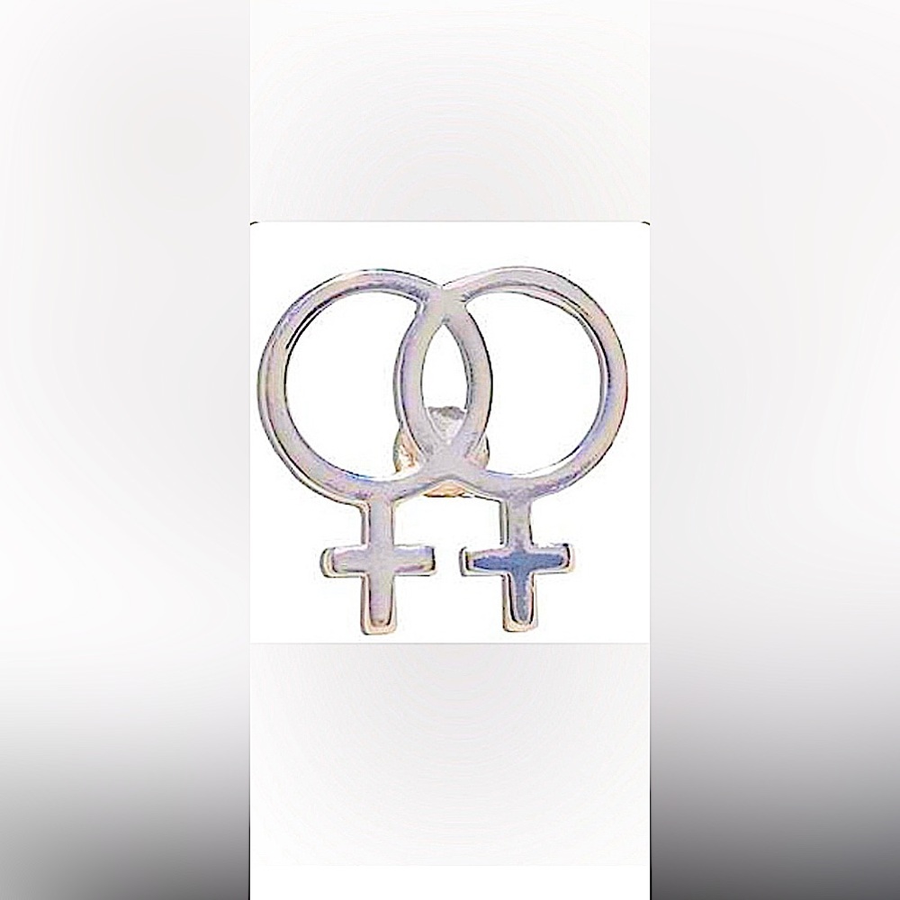 Sterling Silver LGBT+ Lesbian Pride Double Female Symbol Pin